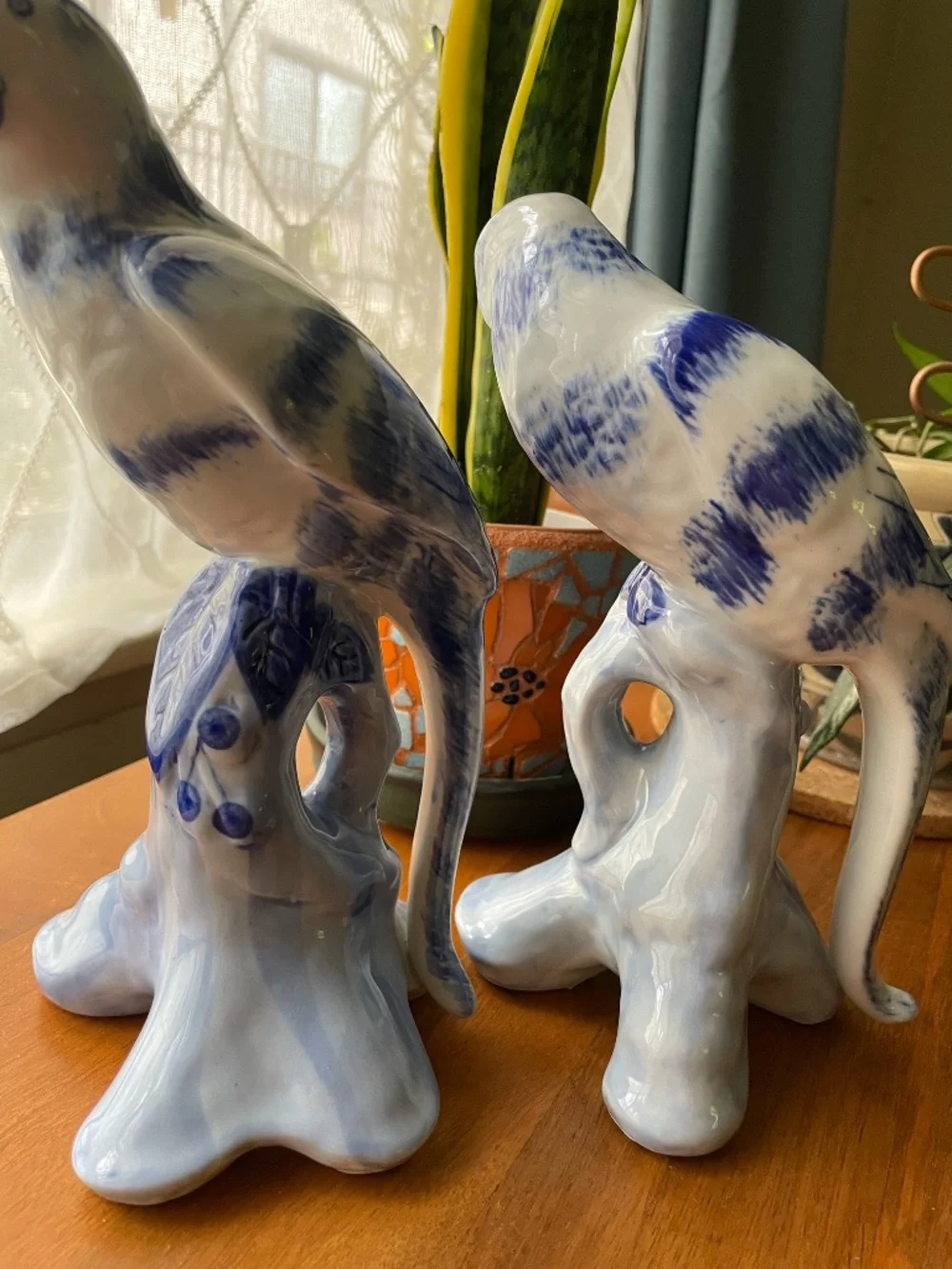 2 Porcelain Parrots